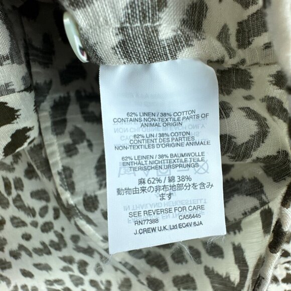 J Crew Shirt Womens 10 Brown Button Up Linen Blend Long Sleeve Breathable - Picture 15 of 15